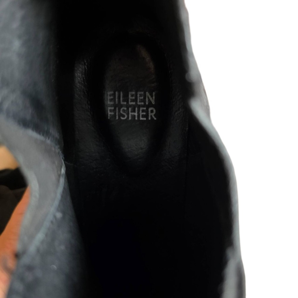 Eileen Fisher Boots Womens 7 Black Ankle Block Heel Suede Zipper Stylish - Picture 7 of 10
